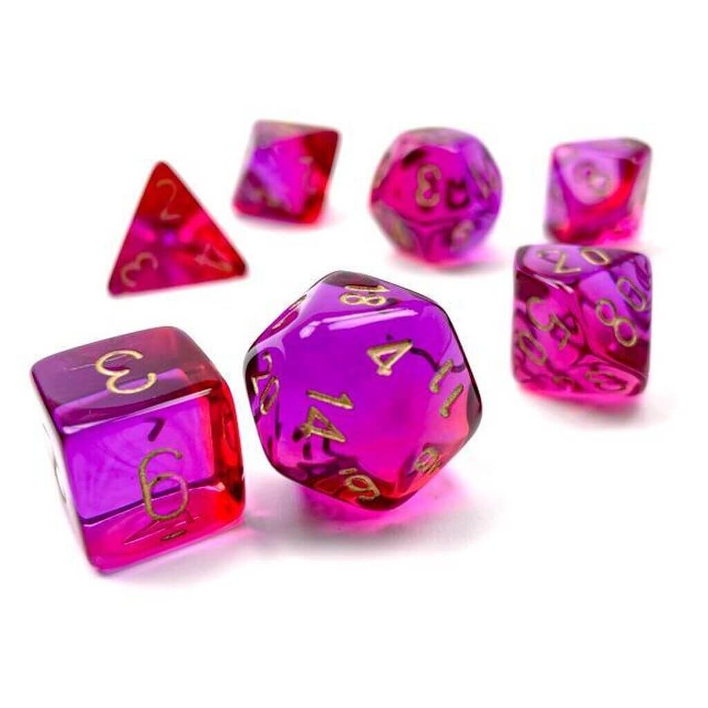 Translucent Gemini Red-Violet Gold (7 Dice Set)