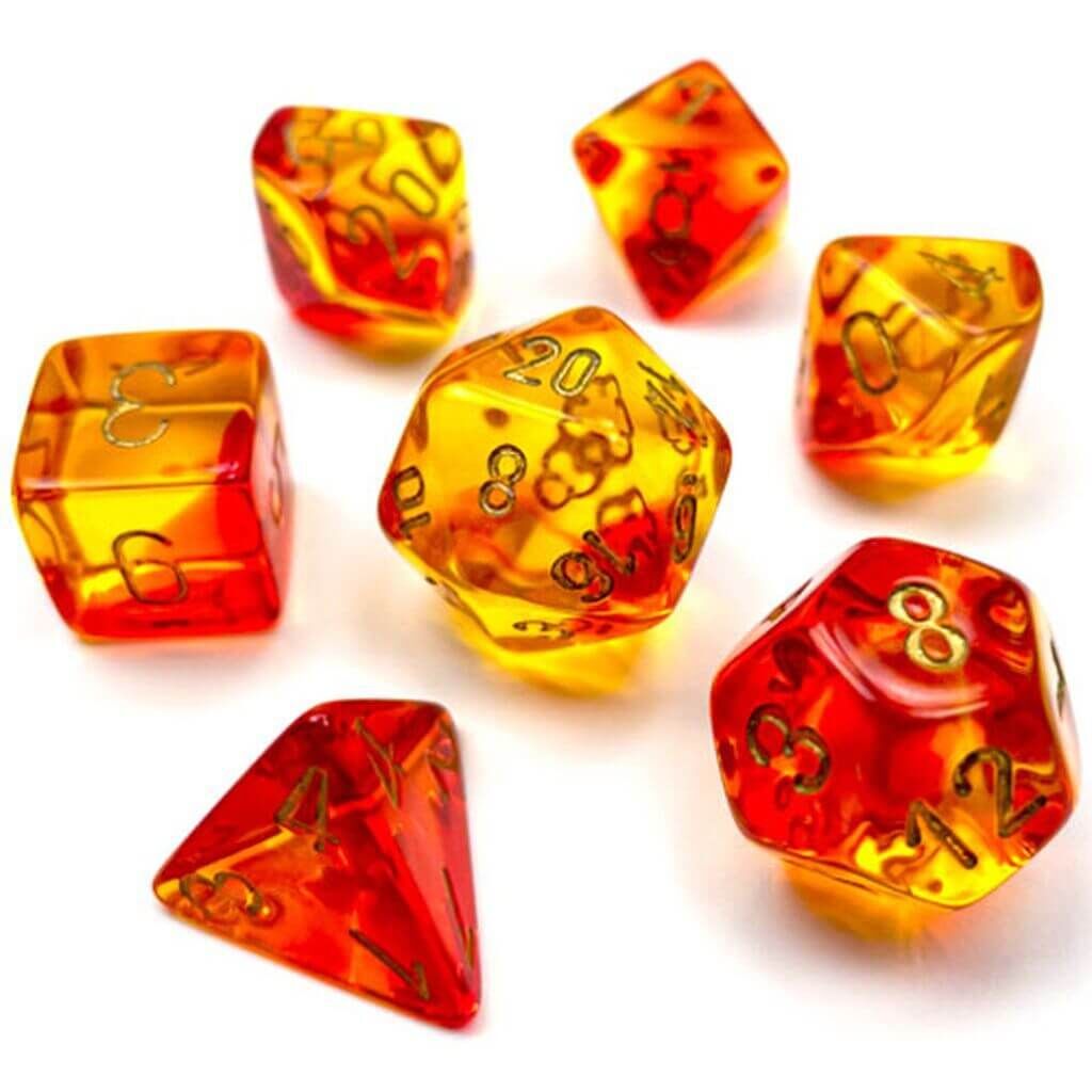 Translucent Gemini Red-Yellow Gold (7 Dice Set)