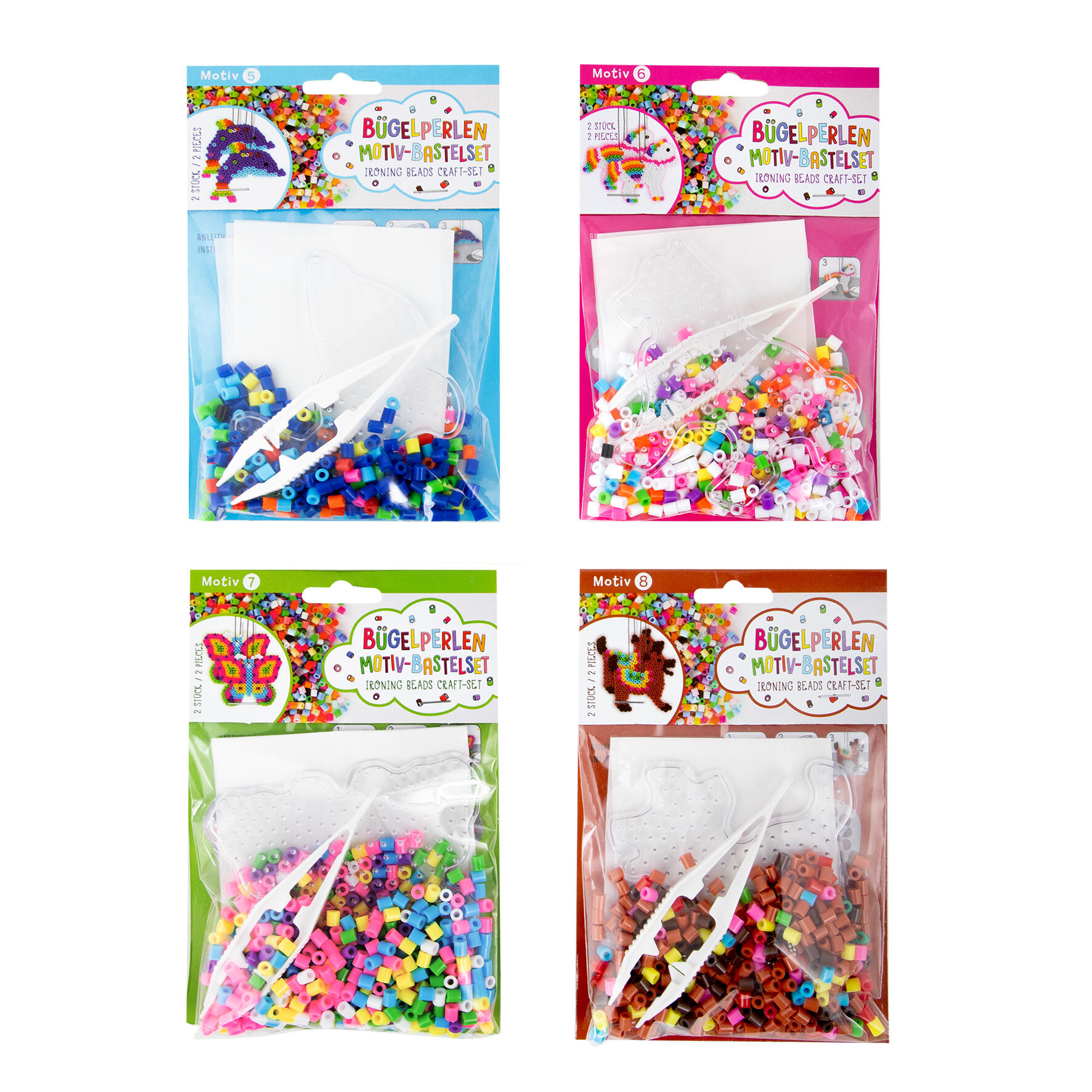 Trendhaus - Bügelperlen Motiv-Bastelset 2 Stück, sortiert Trendhaus - Bügelperlen Motiv-Bastelset 2 Stück, sortiert