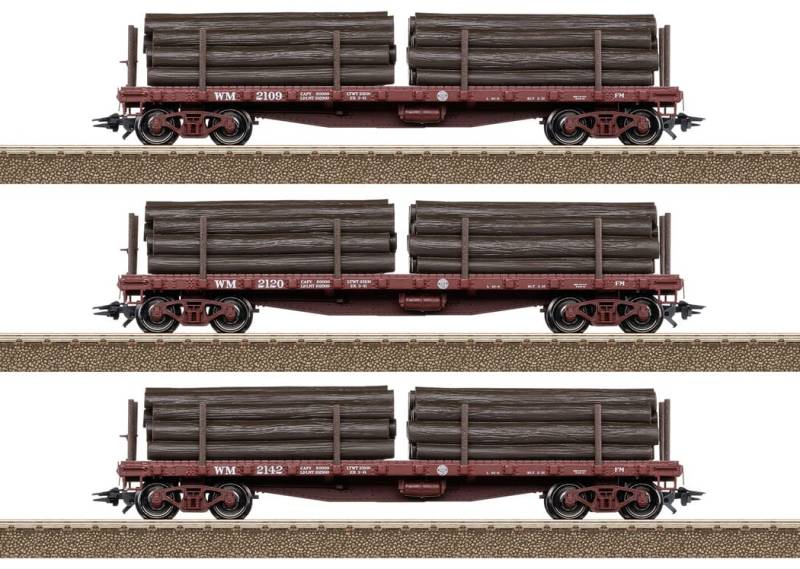 Trix T24922 US-Flachwagen-Set 40-ft. US-Flat Car Western Maryland H0 MoBa