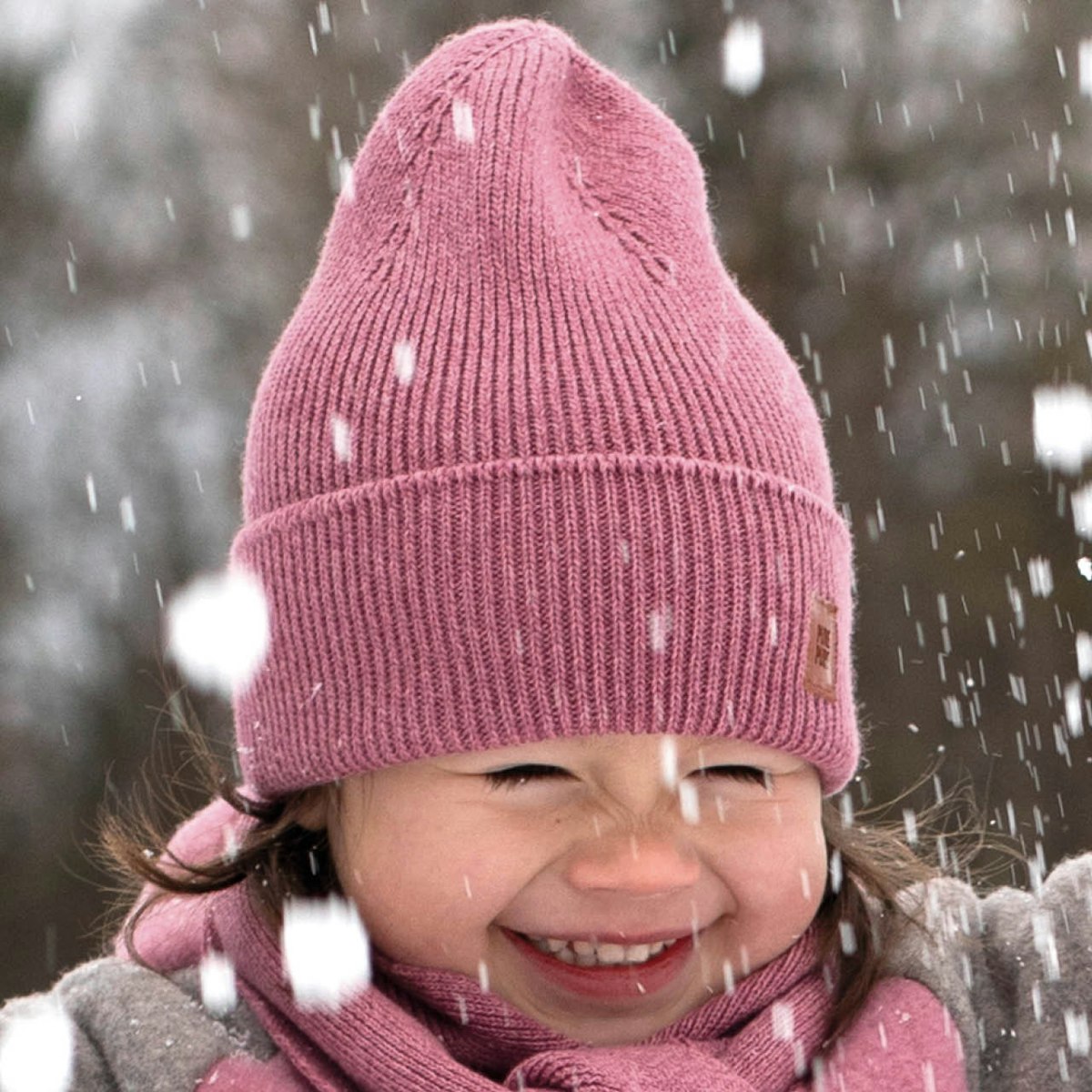 Umschlag Strickmütze Wolle Seide rauchiges pink 47/49 Umschlag Strickmütze Wolle Seide rauchiges pink 47/49
