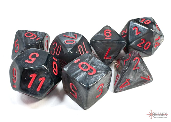 Velvet Black/Red RPG Dice Set Würfel Dices