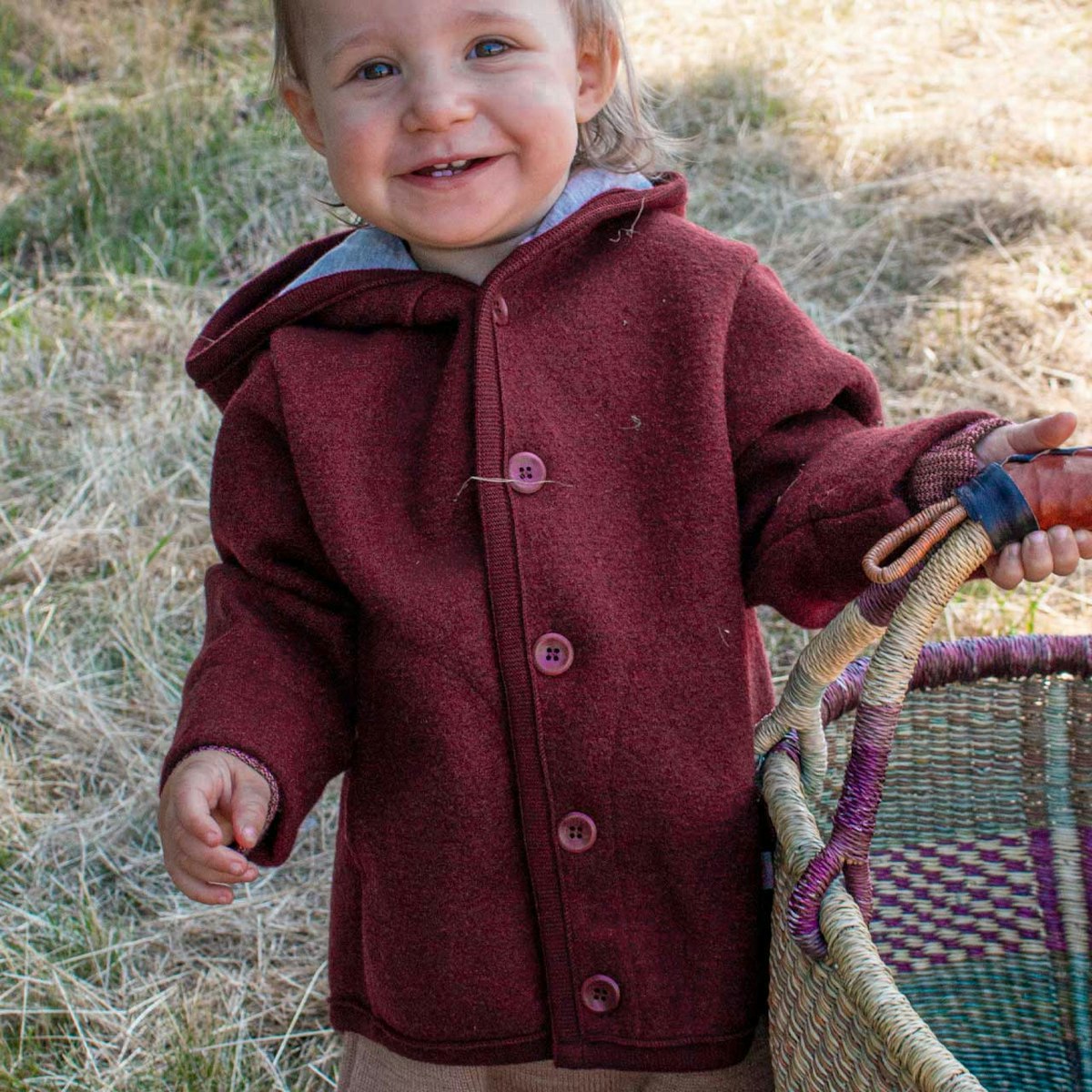 Walk-Jacke mit Knopfleiste cassis 74/80 Walk-Jacke mit Knopfleiste cassis 74/80