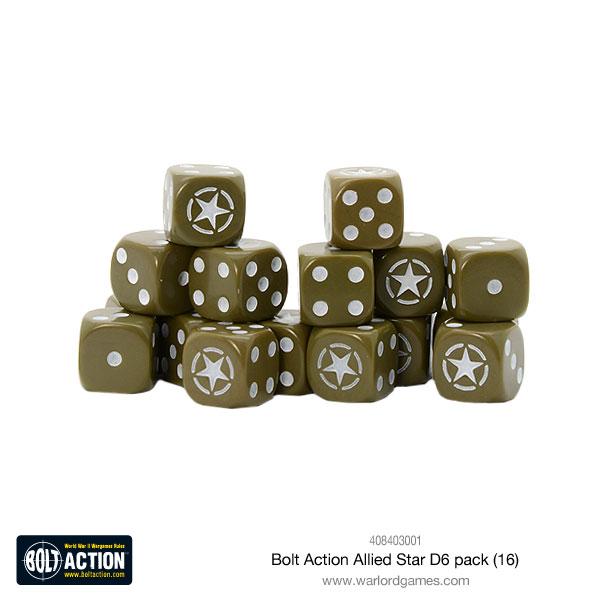 Warlord Games Bolt Action Allied Star W6 D6 Dice Pack (16) W6 Würfel American