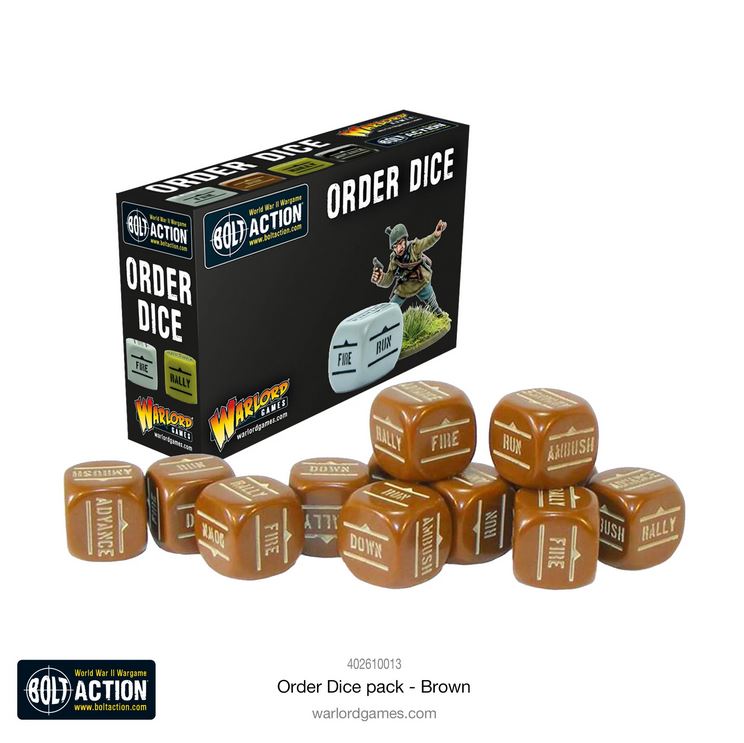 Warlord Games Bolt Action Orders Dice Pack - Brown Kommando Würfel Befehlswürfel