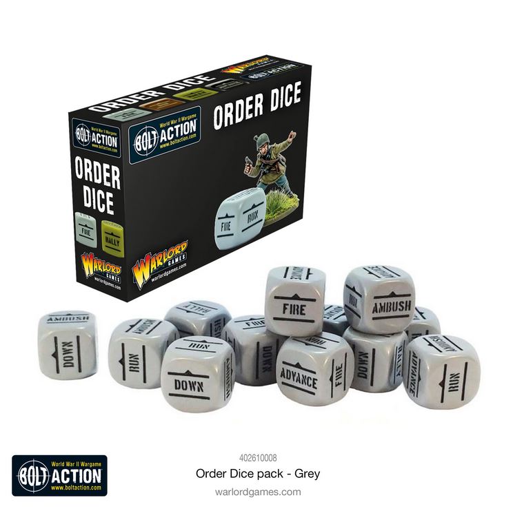 Warlord Games Bolt Action Orders Dice Pack - Grey Kommando Würfel Befehlswürfel