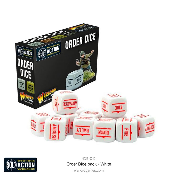 Warlord Games Bolt Action Orders Dice Pack - White Kommando Würfel Befehlswürfel