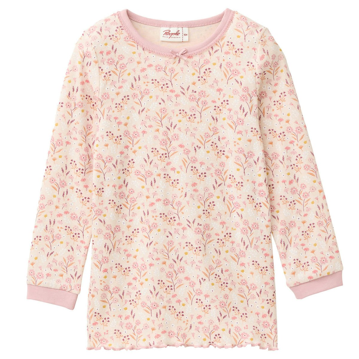 Weicher Rippe Schlafanzug Blümchen hellrosa 122/128 Weicher Rippe Schlafanzug Blümchen hellrosa 122/128