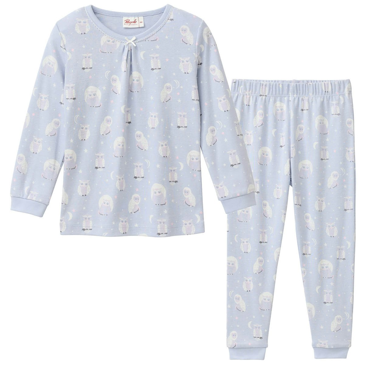 Weicher Rippe Schlafanzug Eule flieder 122/128 Weicher Rippe Schlafanzug Eule flieder 122/128