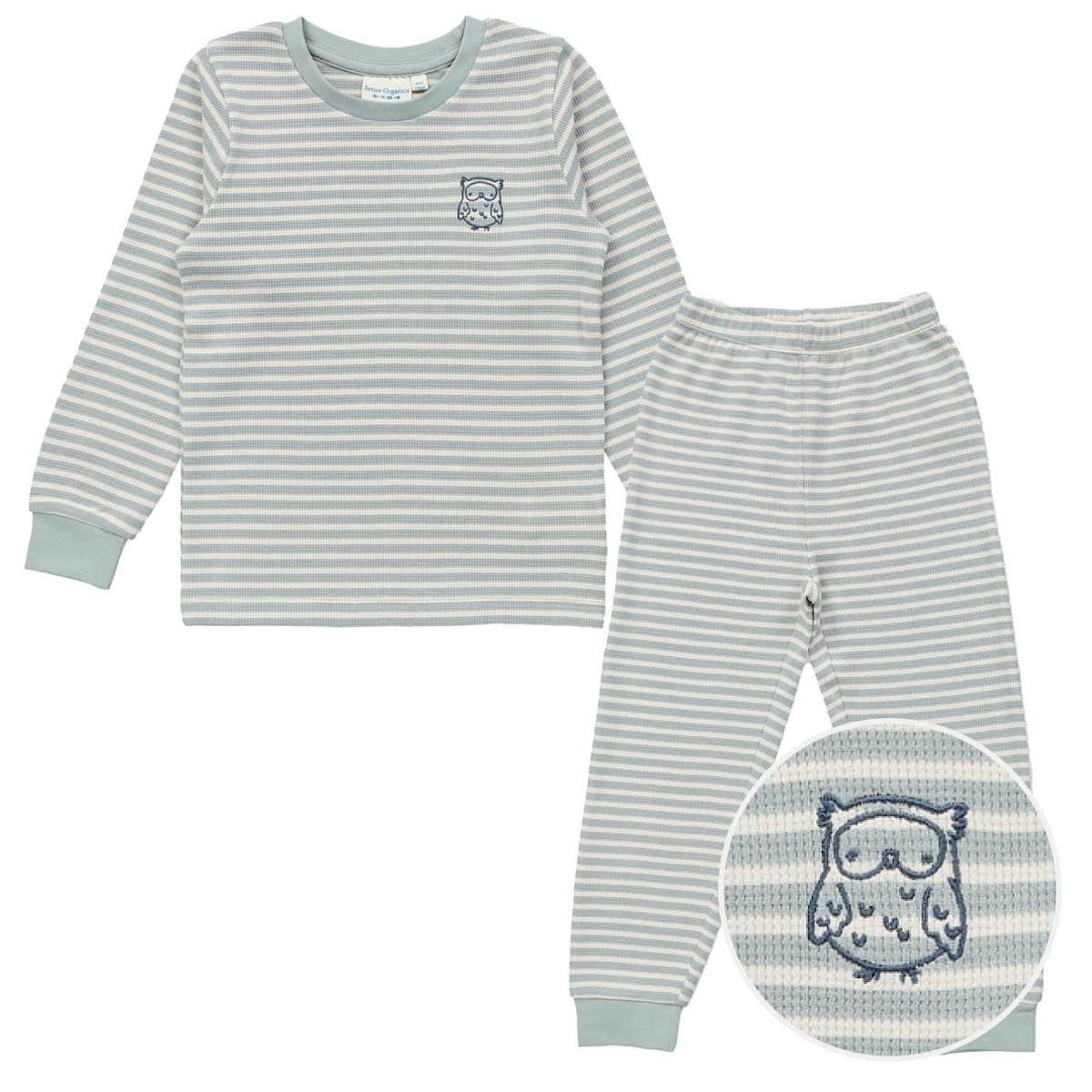 Weicher Schlafanzug Waffelstruktur hellgrau gestreift 92/98 Weicher Schlafanzug Waffelstruktur hellgrau gestreift 92/98