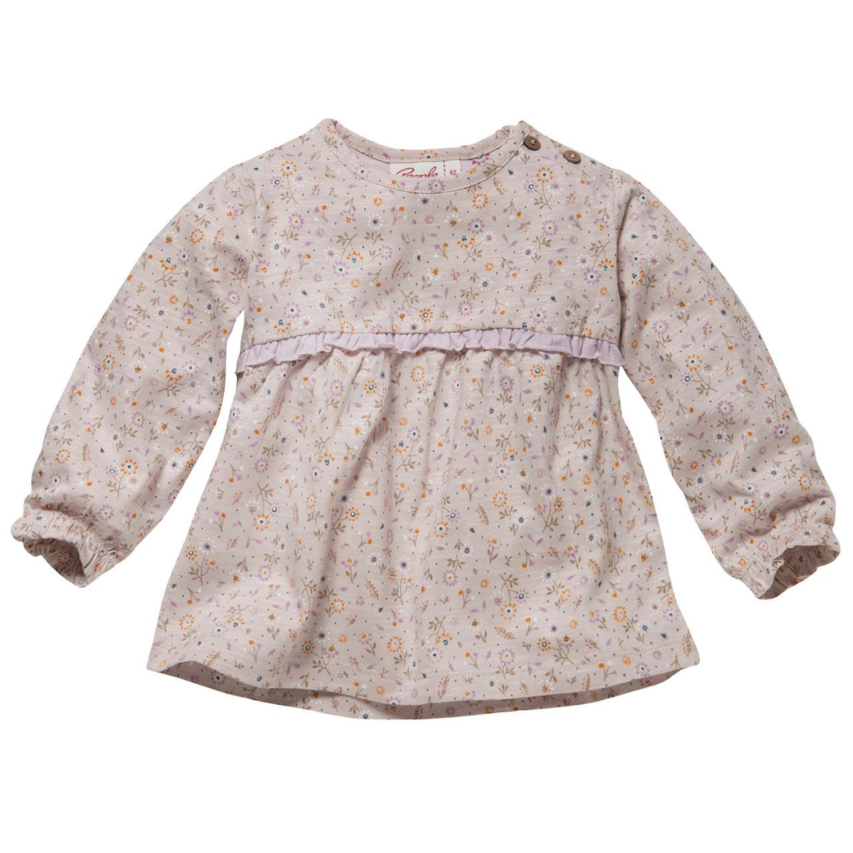 Weiches Langarmshirt Blümchen hellbeige 98/104 Weiches Langarmshirt Blümchen hellbeige 98/104