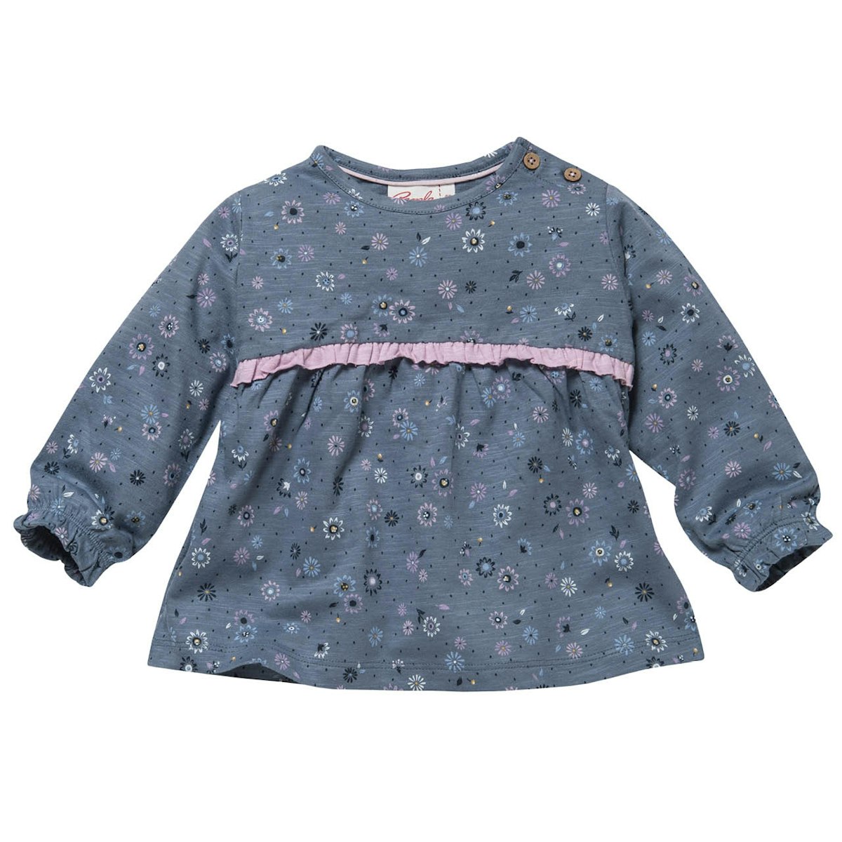 Weiches Langarmshirt Frühlingsblumen ozeanblau 74/80 Weiches Langarmshirt Frühlingsblumen ozeanblau 74/80