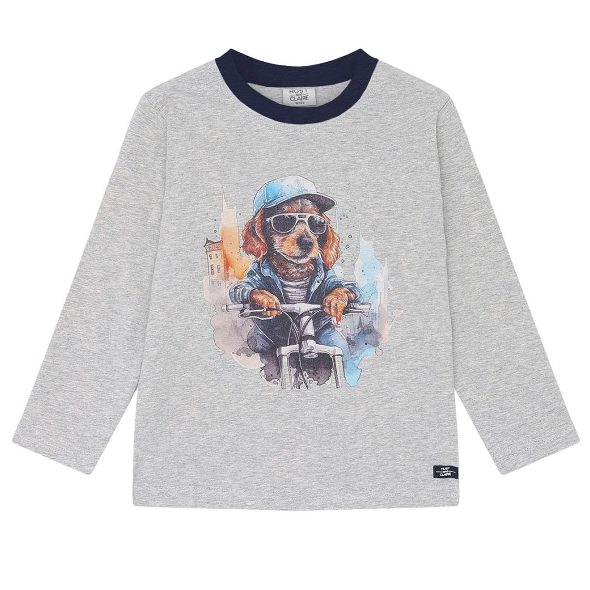 Weiches Langarmshirt cooler Hund grau 116 Weiches Langarmshirt cooler Hund grau 116