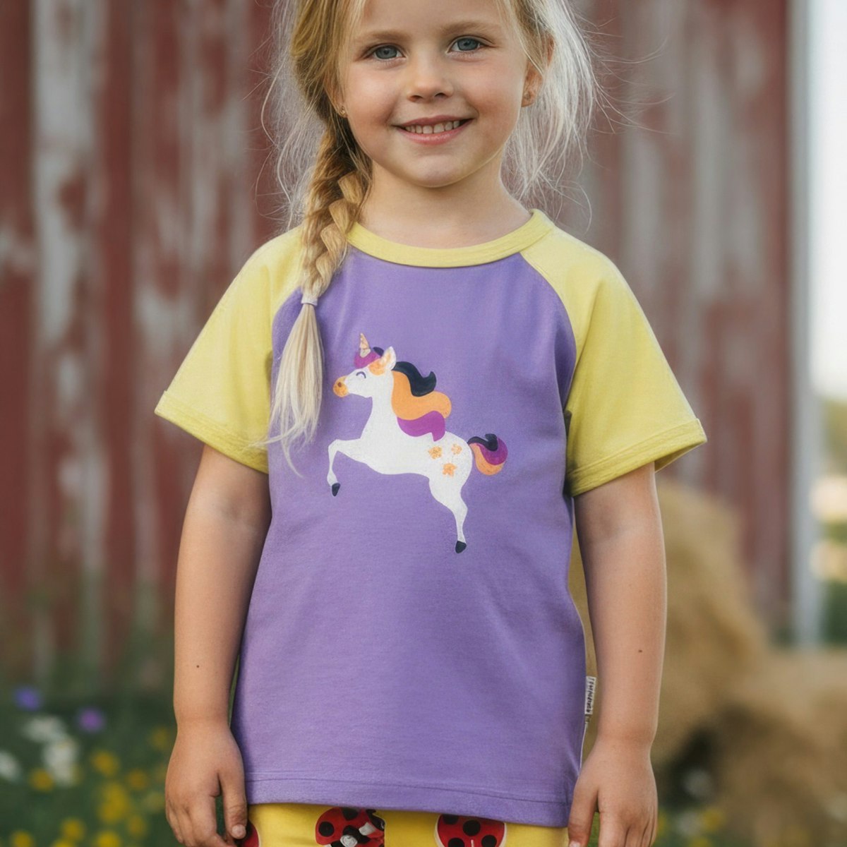 Weiches Raglan T-Shirt Einhorn helllila 110/116 Weiches Raglan T-Shirt Einhorn helllila 110/116