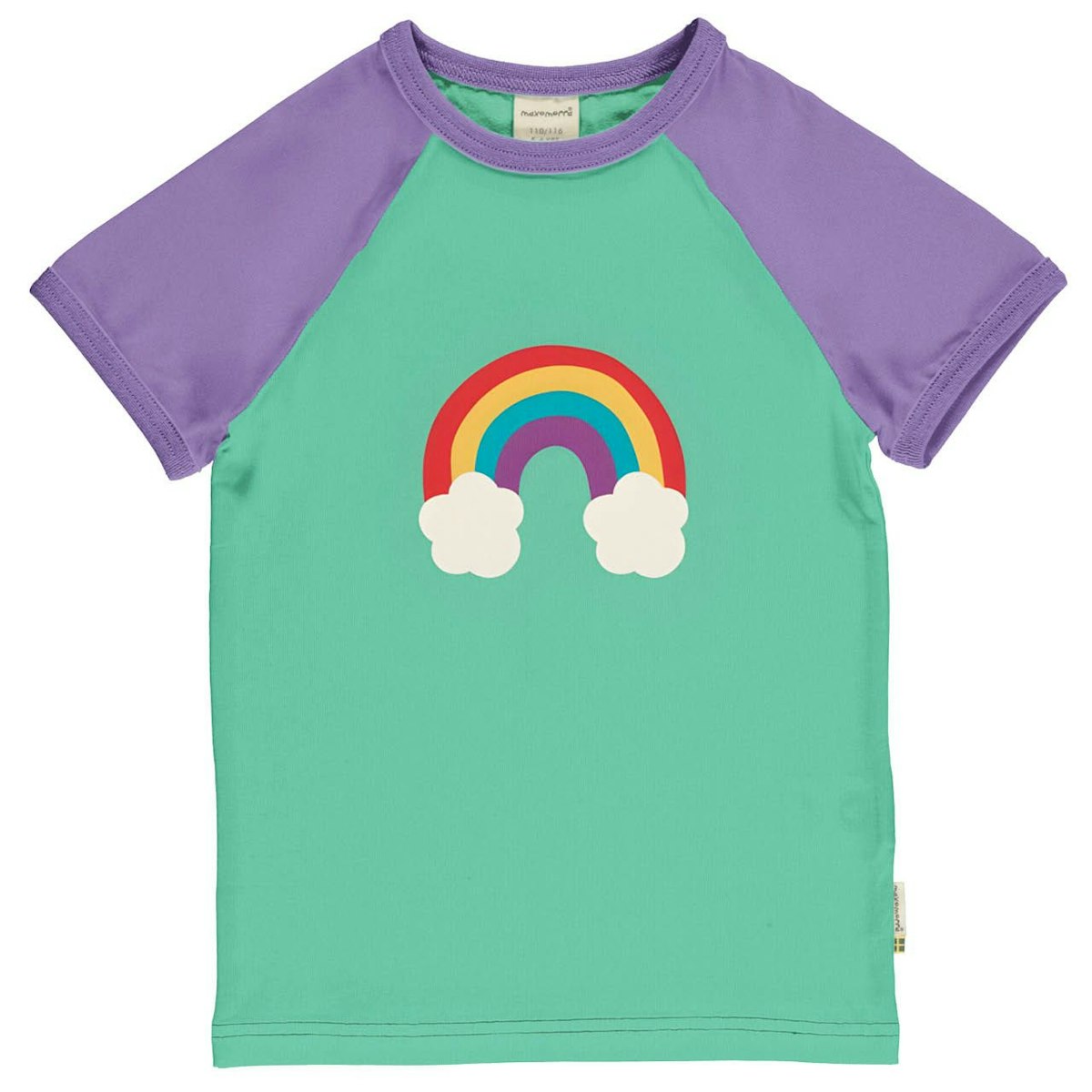 Weiches Raglan T-Shirt Regenbogen türkis 110/116 Weiches Raglan T-Shirt Regenbogen türkis 110/116