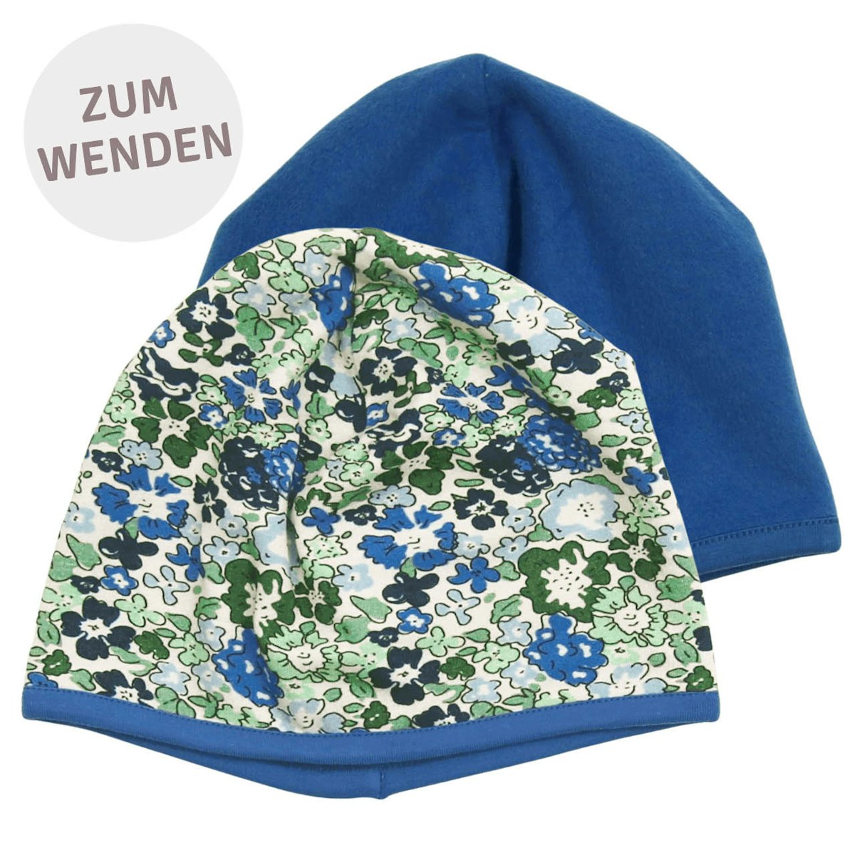 Wendemütze Blumen blau 86/92 Wendemütze Blumen blau 86/92