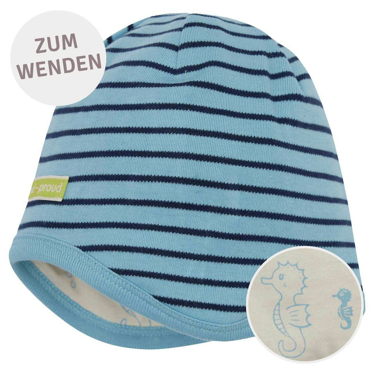 Wendemütze Ringel hellblau 122 Wendemütze Ringel hellblau 122