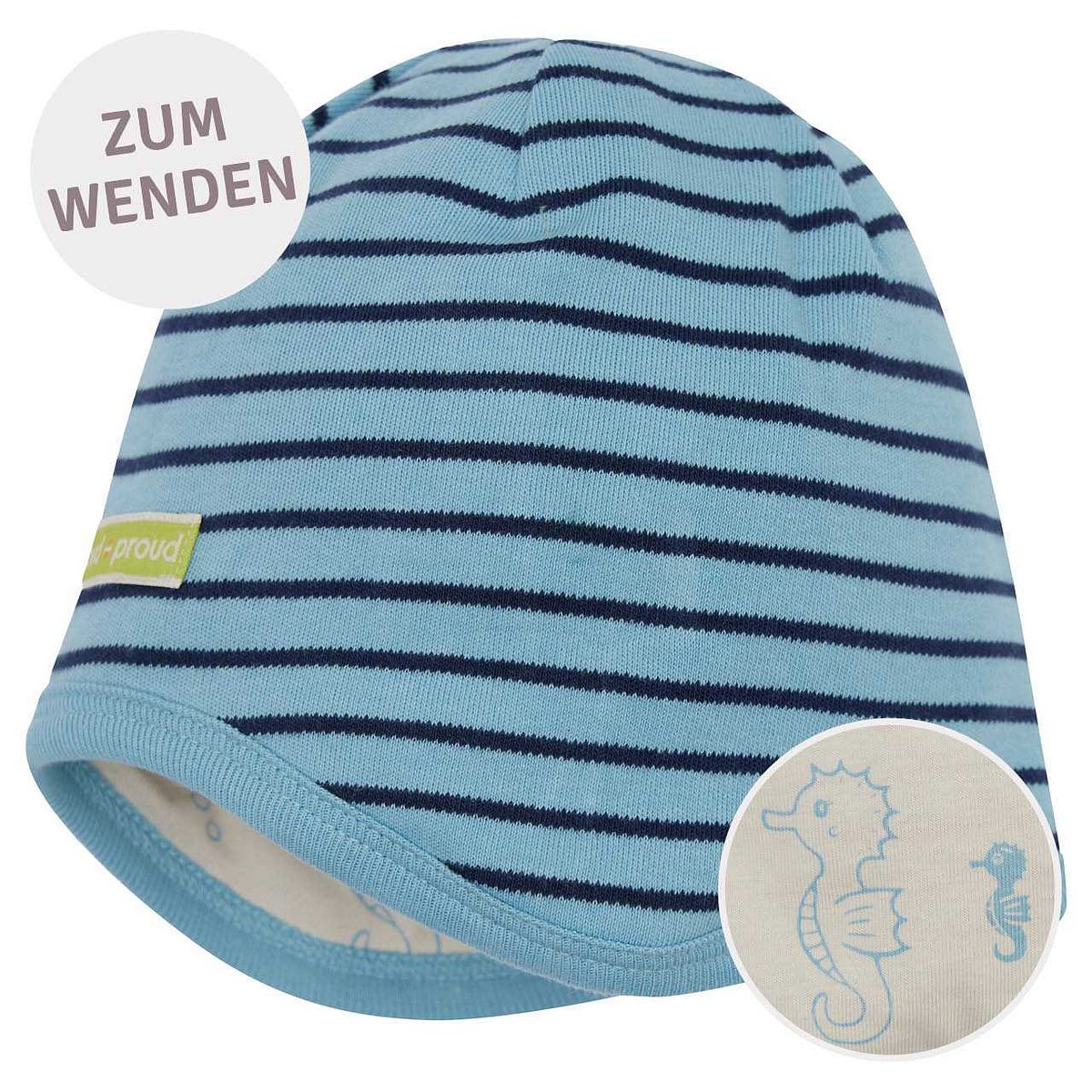 Wendemütze Ringel hellblau 98 Wendemütze Ringel hellblau 98