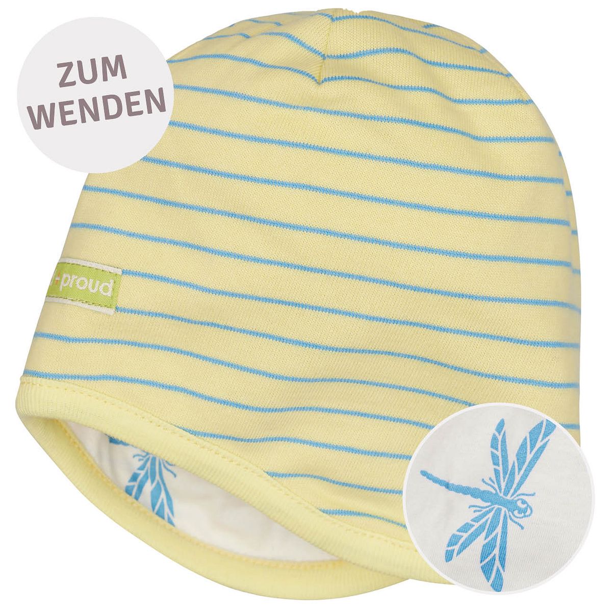 Wendemütze Ringel hellgelb 110 Wendemütze Ringel hellgelb 110