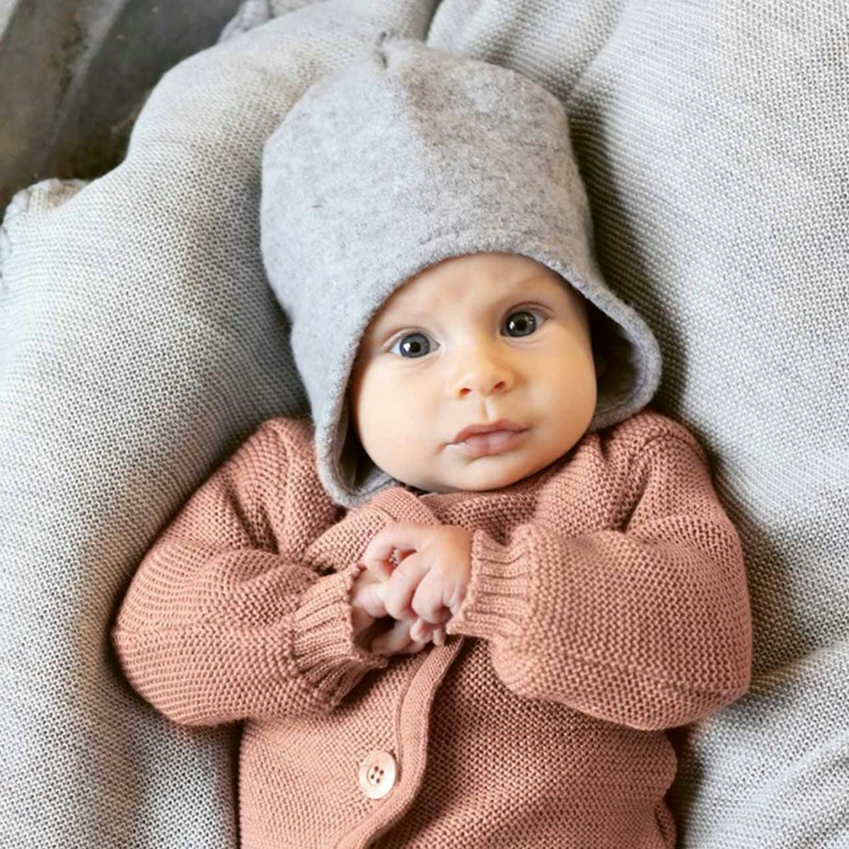 Wintermütze Wolle grau Ohrenschutz 47/49 Wintermütze Wolle grau Ohrenschutz 47/49