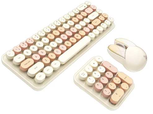 Wireless 3-in-1 Keyboard-Set Numeric Keypad Mouse - Milk Tea Accessories für Kinder Wireless 3-in-1 Keyboard-Set Numeric Keypad Mouse - Milk Tea Accessories für Kinder
