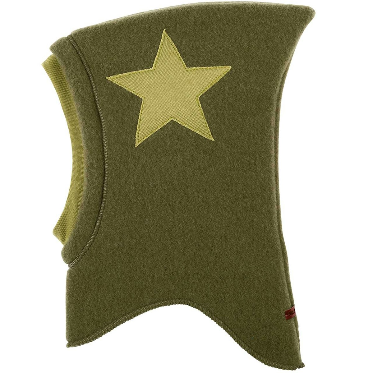 Woll Schlupfmütze Sternen-Aufnäher moos-grün 47 Woll Schlupfmütze Sternen-Aufnäher moos-grün 47