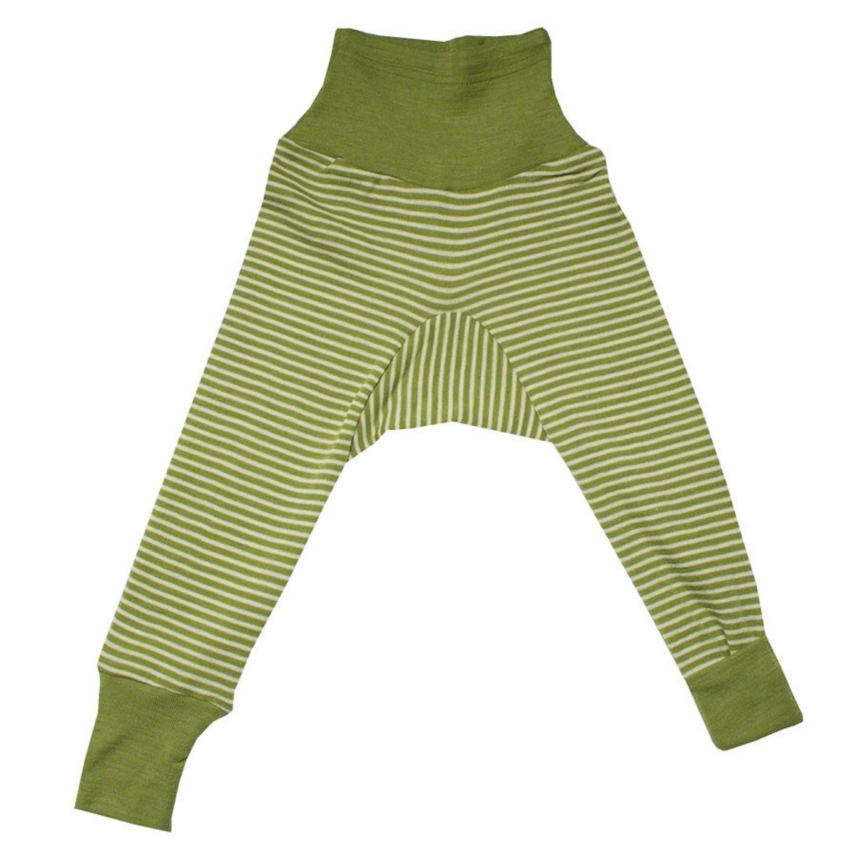 Wolle Seide Hose Bündchen grün gestreift 62/68 Wolle Seide Hose Bündchen grün gestreift 62/68
