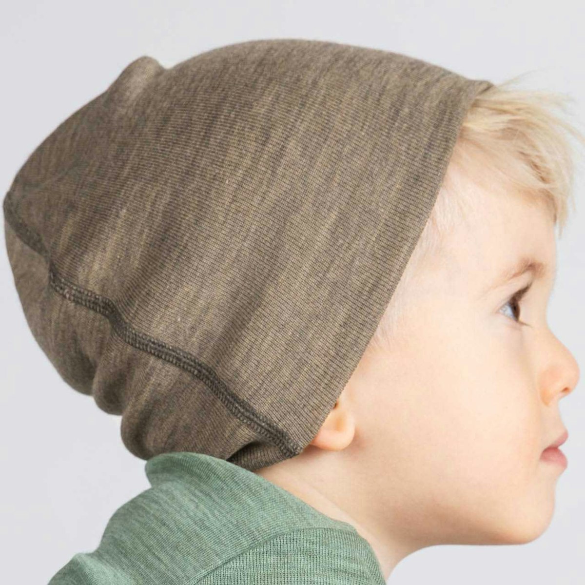 Wolle Seide Mütze walnuss 92/98 Wolle Seide Mütze walnuss 92/98