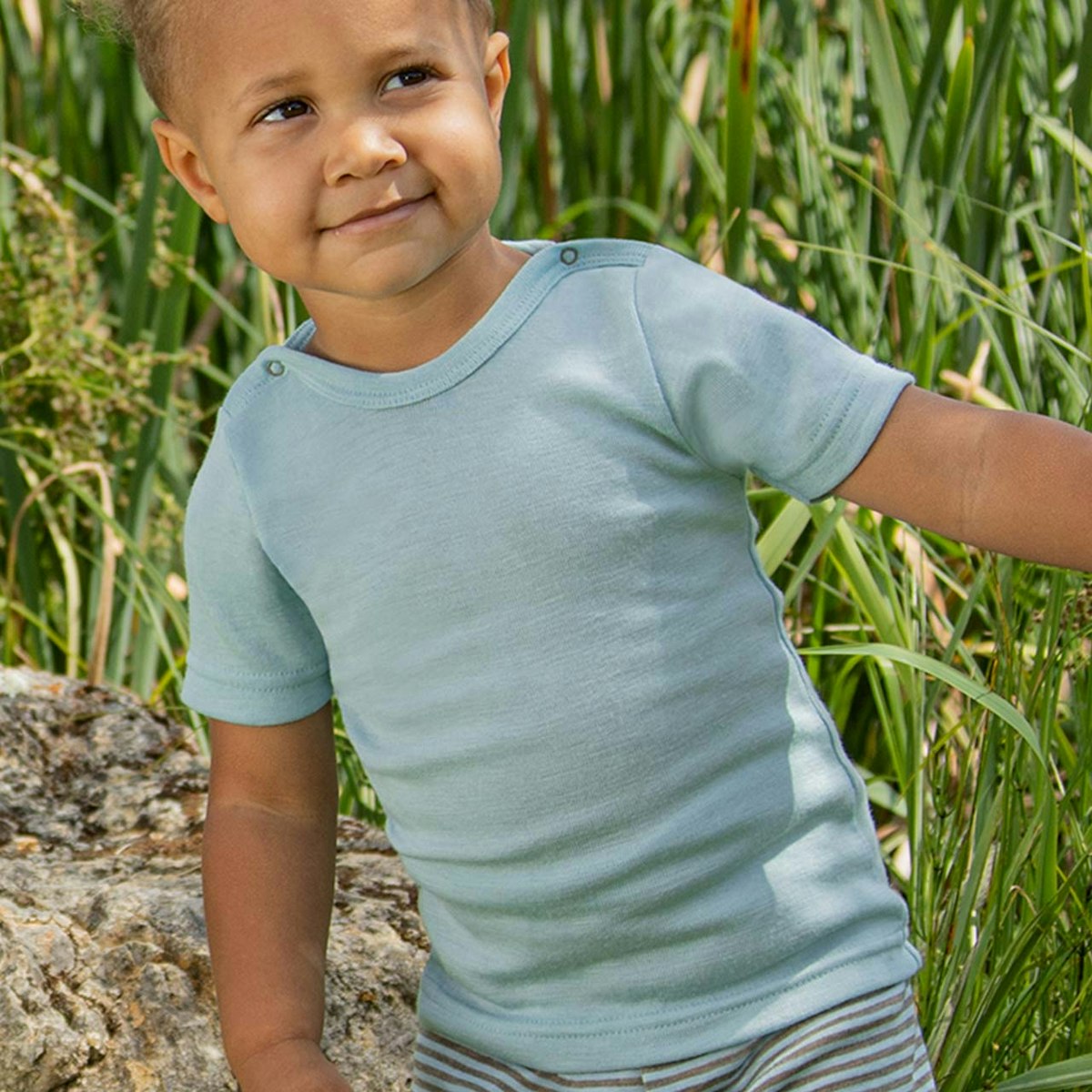 Wolle Seide Shirt kurzarm hellblau 50/56 Wolle Seide Shirt kurzarm hellblau 50/56