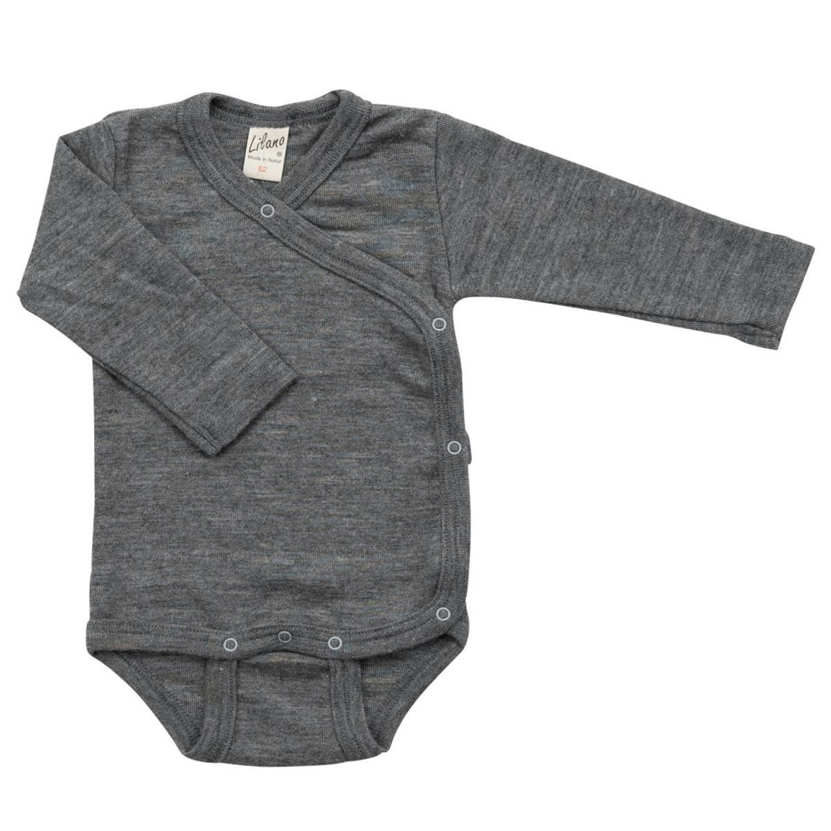 Wolle Seide Wickelbody langarm hellgrau 68 Wolle Seide Wickelbody langarm hellgrau 68