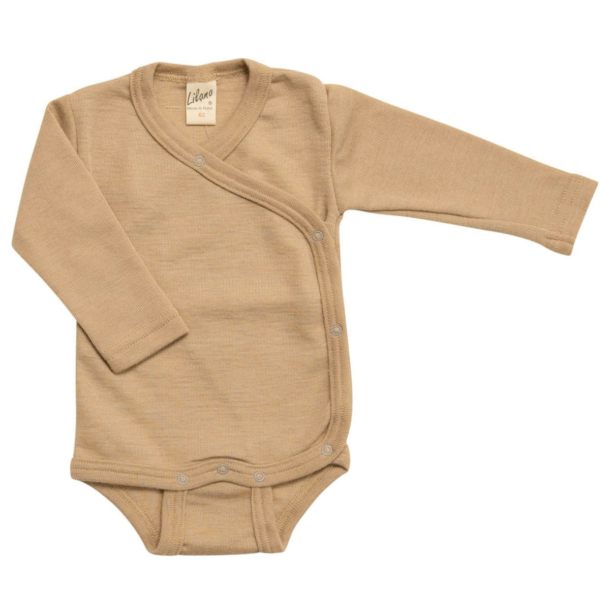 Wolle Seide Wickelbody langarm sand 62 Wolle Seide Wickelbody langarm sand 62