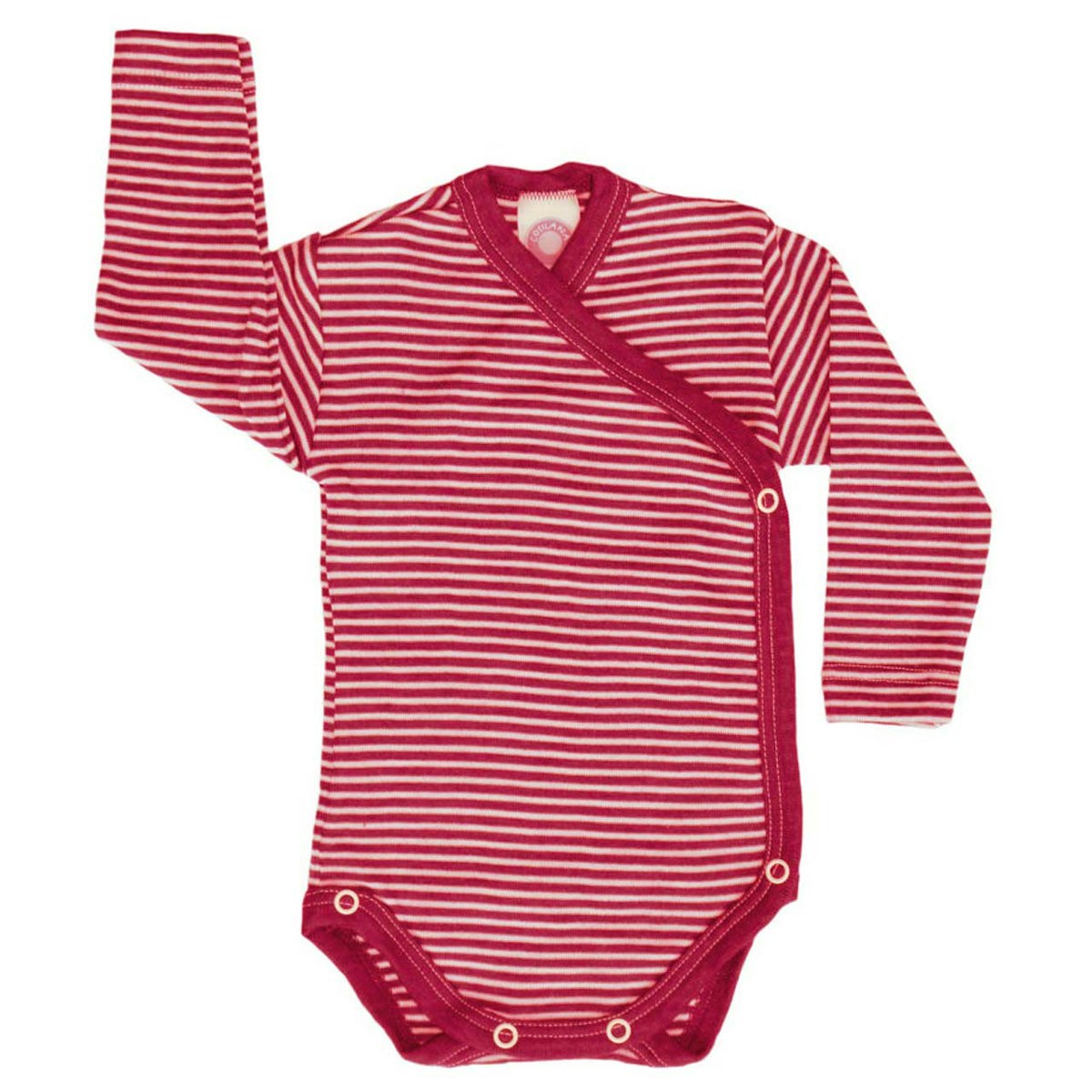 Wolle Seide atmungsaktiver Wickelbody rot gestreift 50/56 Wolle Seide atmungsaktiver Wickelbody rot gestreift 50/56