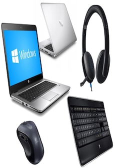 Zestaw do nauki/pracy zdalnej | Laptop HP EliteBook 840 G3 i5 - 6 generacji / 8GB / 120GB SSD / 14 FullHD / Klasa A- / + Bezprzewodowa klawiatura Logitech K800 + Mysz Logitech M510 Black + Słuchawki Logitech H540