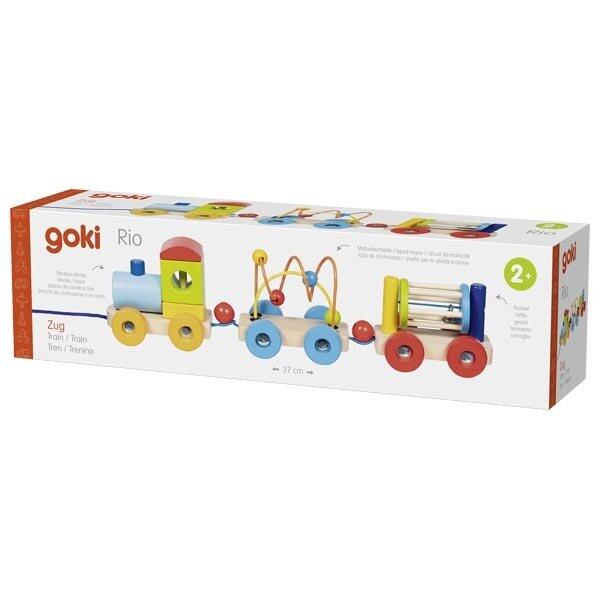 Zug Rio mit Steckbauklötzen, Motorikschleife, Rassel Zug Rio mit Steckbauklötzen, Motorikschleife, Rassel