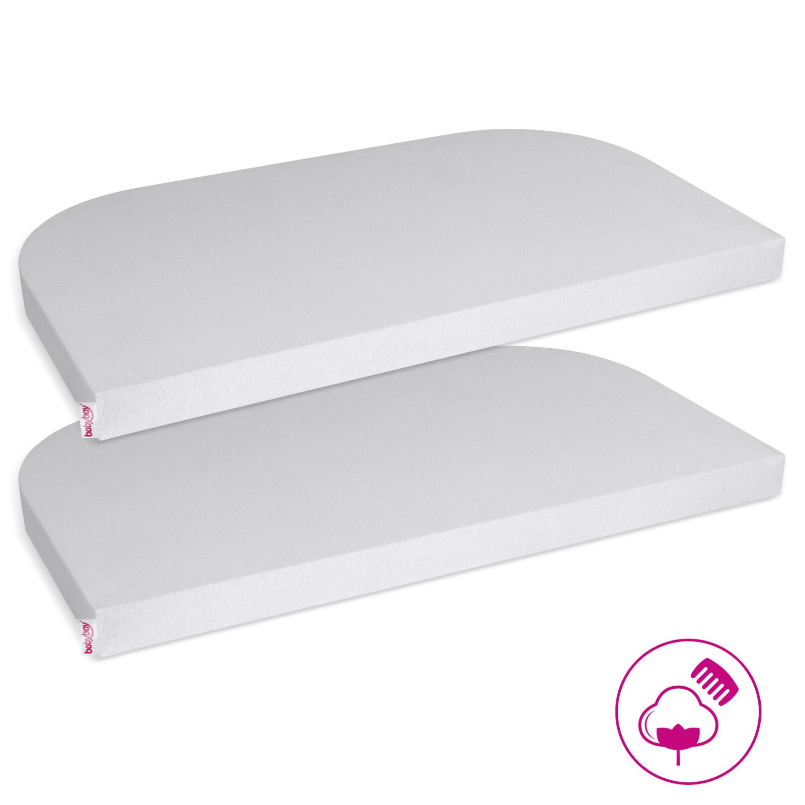 babybay - Jersey Spannbetttuch Deluxe Doppelpack passend für Modell Boxspring XXL, zartgrau