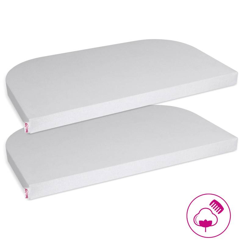 babybay - Jersey Spannbetttuch Deluxe Doppelpack passend für Modell Boxspring XXL, zartgrau