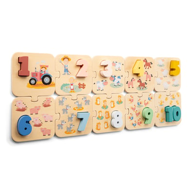 eitech Zahlen Puzzle Set Bauernhof, pastell von eitech