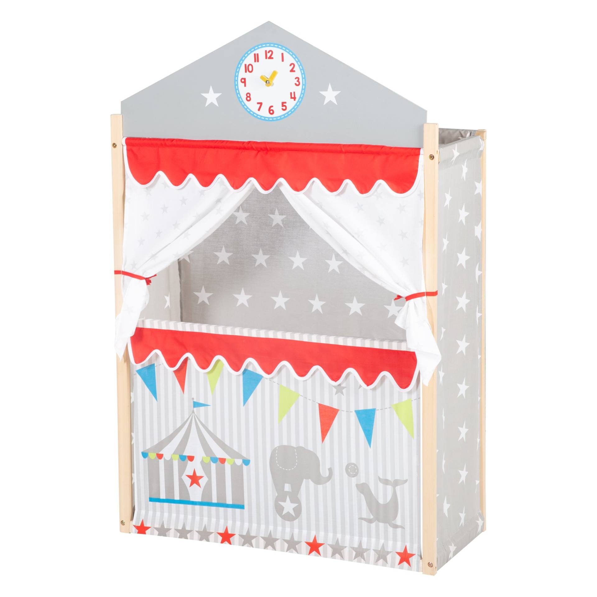 roba Kasperletheater, großes Puppentheater aus Holz, Kaspertheater freistehend mit Stoffbespannung roba Kasperletheater, großes Puppentheater aus Holz, Kaspertheater freistehend mit Stoffbespannung