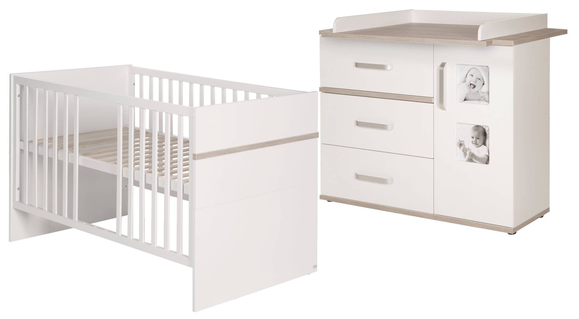 roba Kindermöbelset 'Moritz‘, 2-teilig, Kinderbett 70 x 140 cm & Wickelkommode breit, weiß/Luna Elm roba Kindermöbelset 'Moritz‘, 2-teilig, Kinderbett 70 x 140 cm & Wickelkommode breit, weiß/Luna Elm