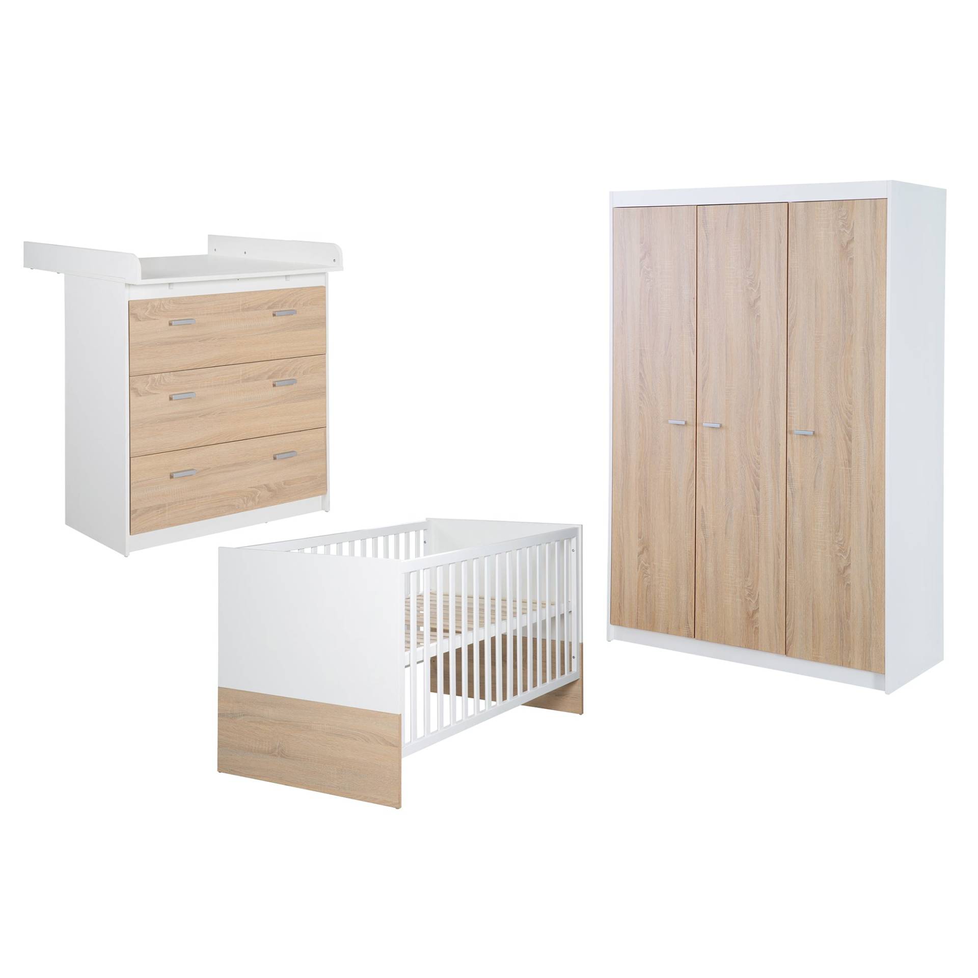 roba Kinderzimmerset 'Gabriella' 3-teilig - Bett 70x140 + Wickelkommode schmal + Kleiderschrank 3-türig roba Kinderzimmerset 'Gabriella' 3-teilig - Bett 70x140 + Wickelkommode schmal + Kleiderschrank 3-türig