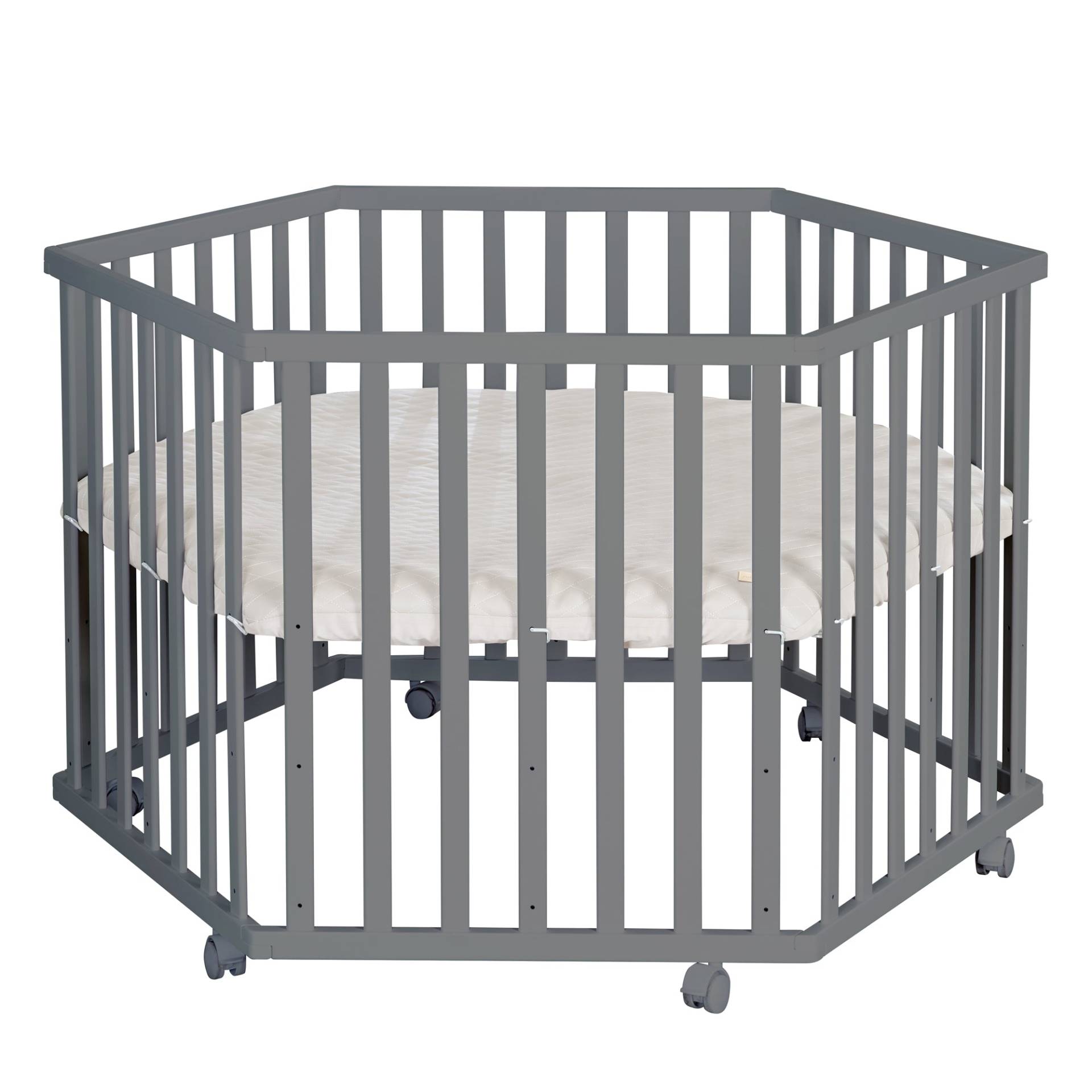 roba Laufgitter 6-eckig inkl. Einlage 'Greyish gesteppt' - Höhenverstellbar - Holz anthrazit roba Laufgitter 6-eckig inkl. Einlage 'Greyish gesteppt' - Höhenverstellbar - Holz anthrazit