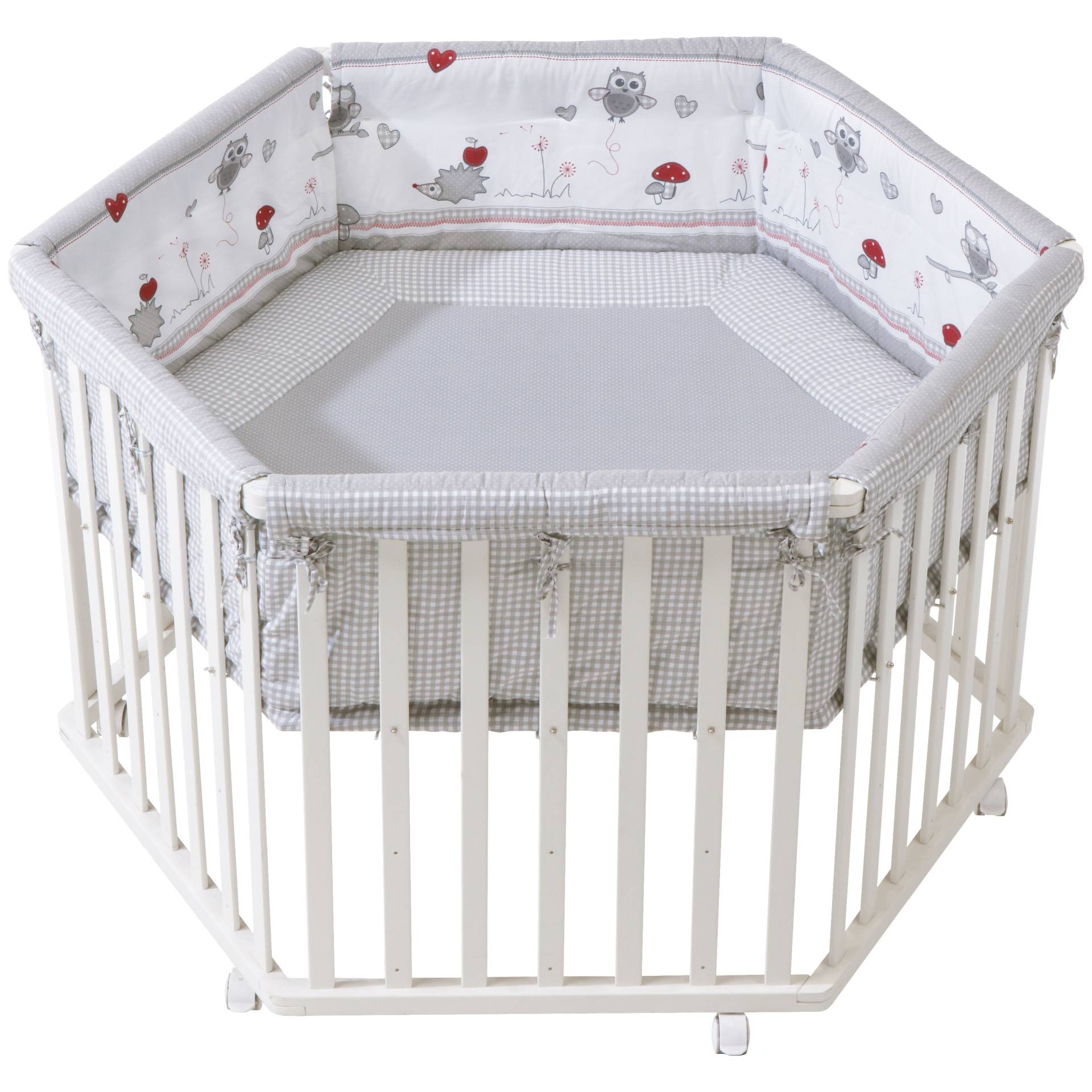 roba Laufgitter 'Adam & Eule', 6-eckig, sicheres Spielgitter inkl. Schutzeinlage & Rollen, Holz weiß roba Laufgitter 'Adam & Eule', 6-eckig, sicheres Spielgitter inkl. Schutzeinlage & Rollen, Holz weiß