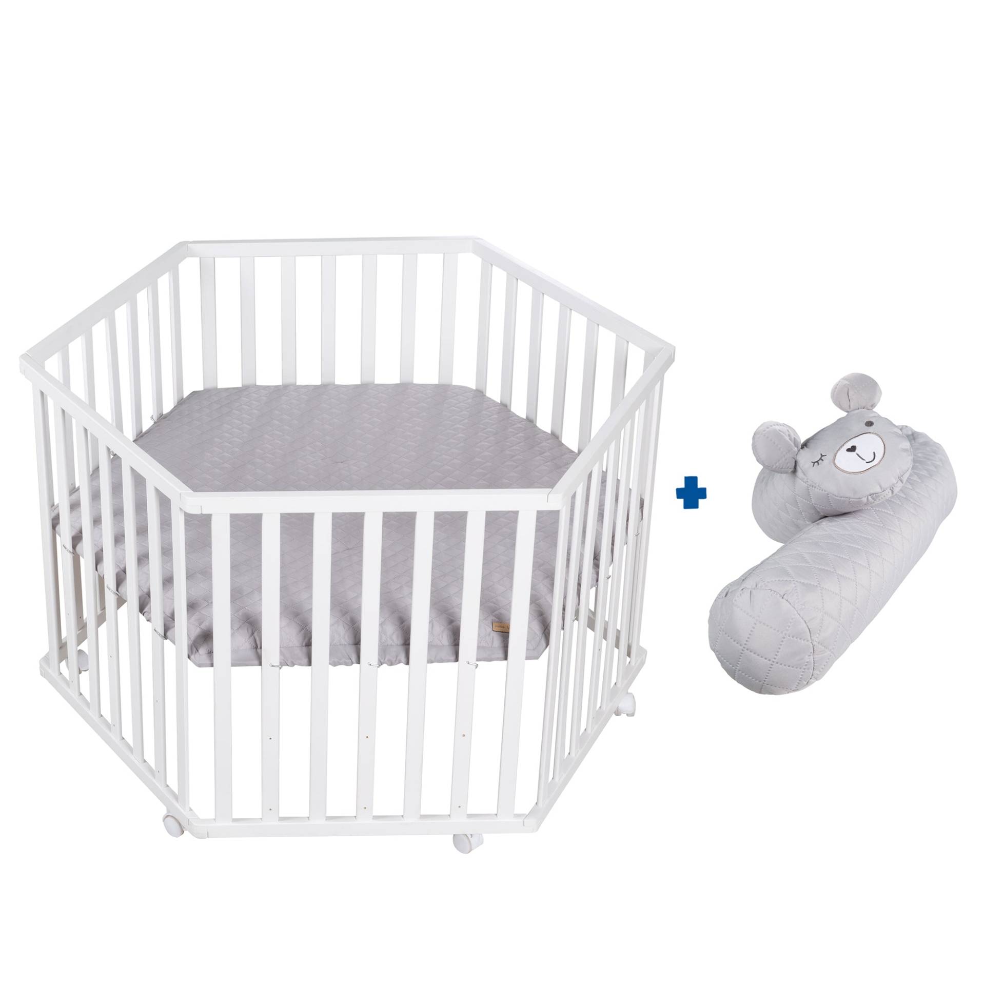 roba Laufgitter 'roba Style', 6-eckig, inkl. grauer Schutzeinlage & Rollen, Holz weiß roba Laufgitter 'roba Style', 6-eckig, inkl. grauer Schutzeinlage & Rollen, Holz weiß