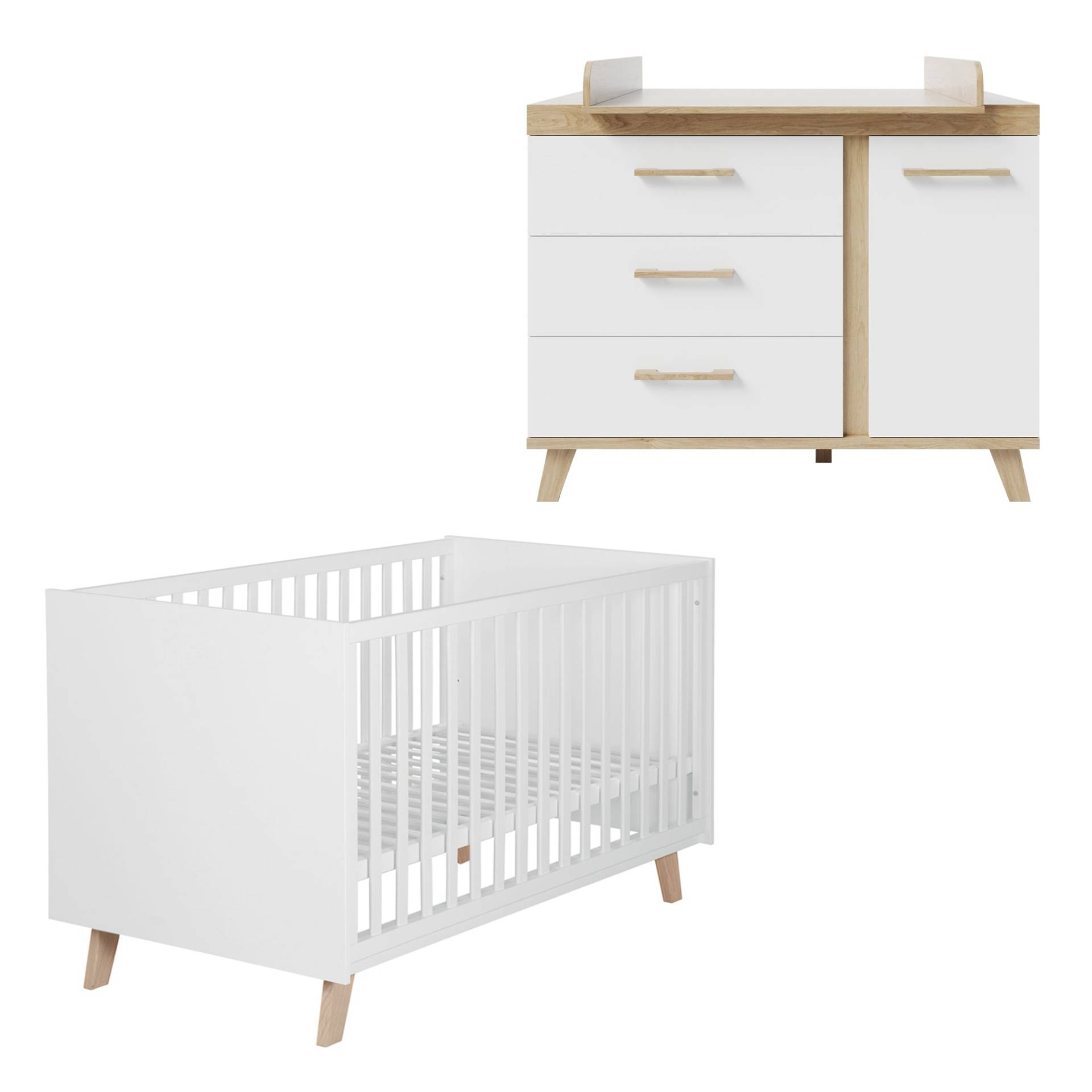 roba Möbelset 'Smile' 2-teilig - Kombi-Bett 70x140 + Wickelkommode - Artisan Eiche / Weiß roba Möbelset 'Smile' 2-teilig - Kombi-Bett 70x140 + Wickelkommode - Artisan Eiche / Weiß