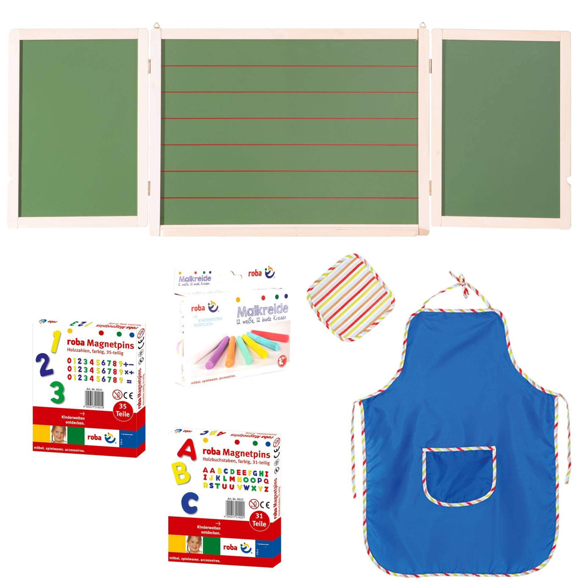 roba Schreib- & Maltafel magnetisch, weiß, liniert, inkl. Kreide, Holzmagnetzahlen & -buchstaben roba Schreib- & Maltafel magnetisch, weiß, liniert, inkl. Kreide, Holzmagnetzahlen & -buchstaben