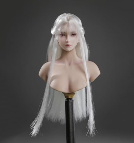 DEZARO 1/6 Scale Female Head Sculpt,Beauty Anime Girl Long Planted Hair Head Carved for 12inch Female PH TBL VC JO Action Figure Body (B) von binoa