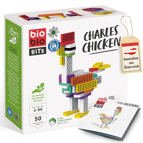 bioblo Bits 53 Nachhaltige Holzbausteine Charles Chicken | Bausteine Kinder, Mini bausteine, Wooden Toys, Steckspielzeug, Steckbausteine Kinder, Kinder Bausteine | 100% frei von Weichmachern von bioblo