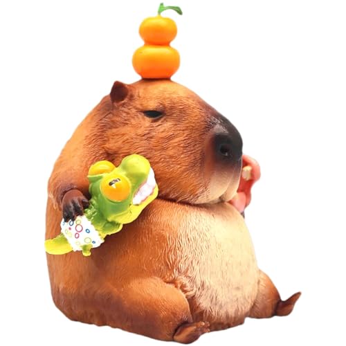 biteatey Capybara-Statue, lustige Tierfiguren | Modell Capybara-Skulptur | Modellskulptur, handbemaltes Spielzeug, Tierhandwerk, Dekoration für Capybara-Liebhaber von biteatey