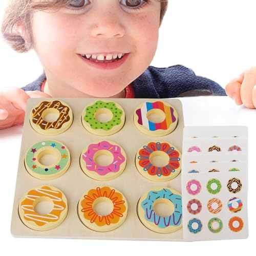 biteatey Donuts Spielen,Donuts aus Holz Spielen, Pädagogische Lernspielzeuge für Kleinkinder, Hölzernes Donut-Spielzeug-Set, realistisch, passendes Spielzeug, Spiel- und Essensset für Kinder im Alter von biteatey