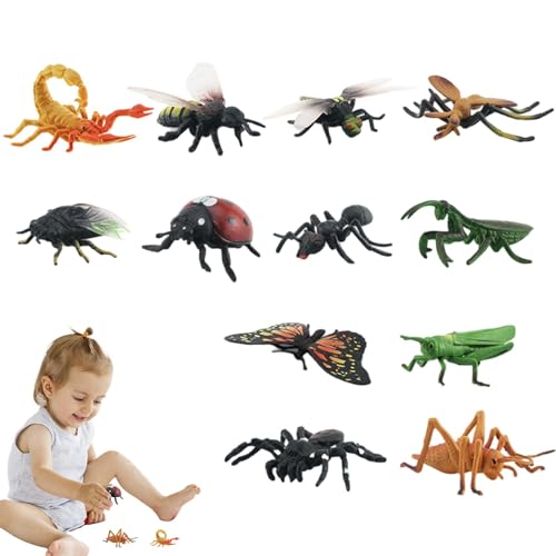 biteatey Fliegenspielzeug für Kinder, Mini-Fliegenspielzeug | Lernspielzeug Mini Flys | 12-teiliges Spielfliegen-Set, Lernspielzeug mit künstlichen Tieren, Tierfiguren-Set, Spinnen, Skorpione, von biteatey